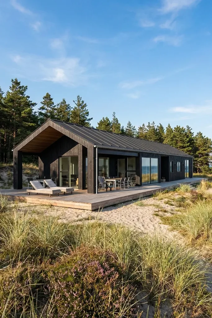 Moderne sommerhus på Helgenæs på Djursland designet af tegnestuen Wichmann Arkitektur