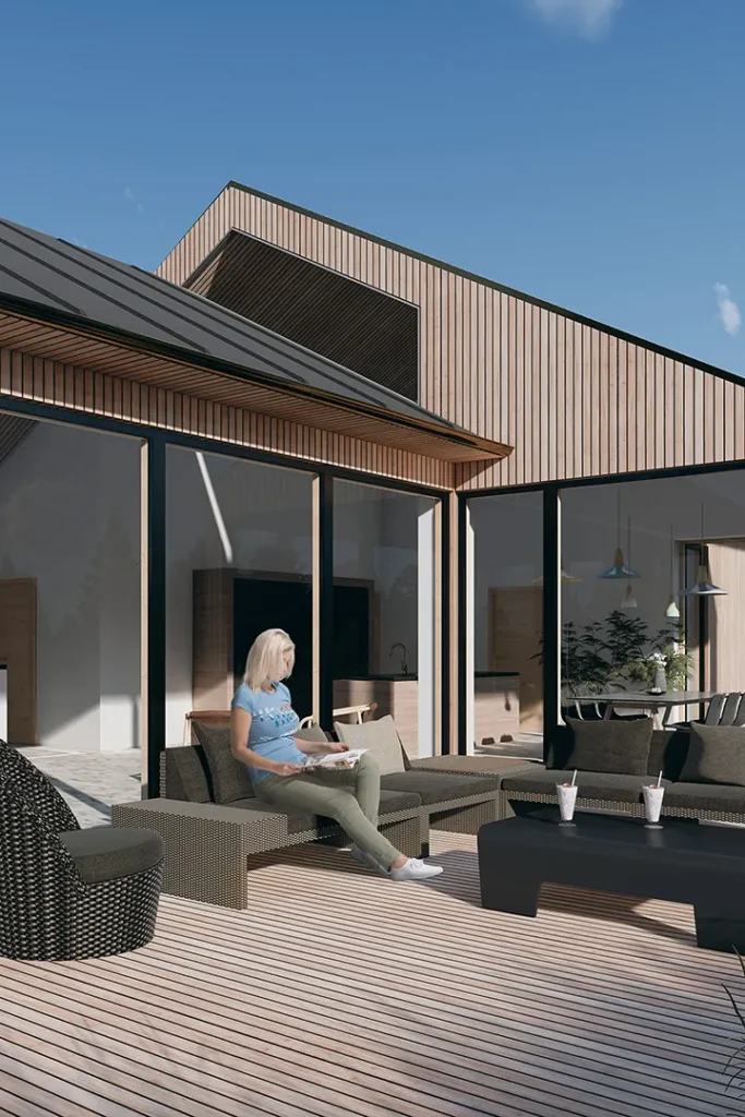 arkitekttegnet sommerhus i Blokhus bygget i cedertræ designet af Wichmann Arkitektur